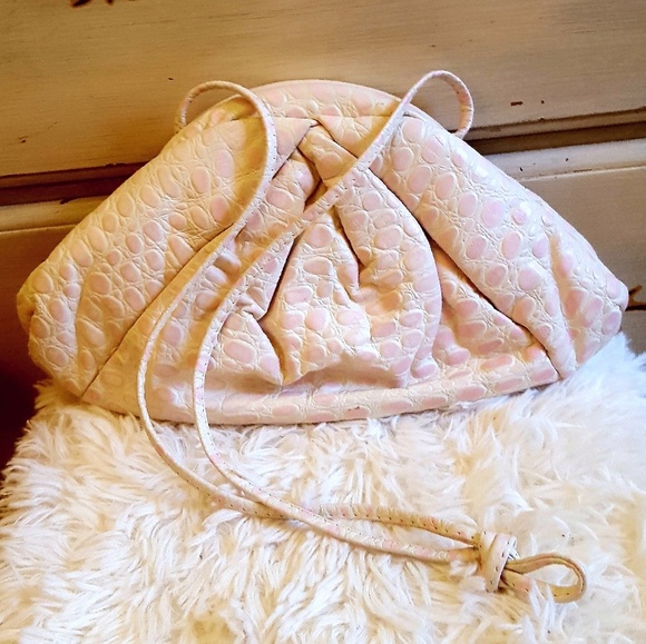 Vintage Pink Embossed Reptile Leather Bag - Picture 5 of 7